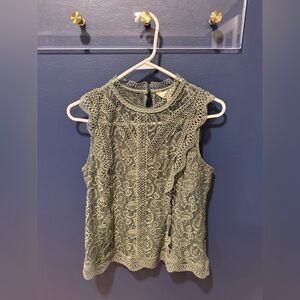 Adiva Sage Green Lace Ruffle Tank